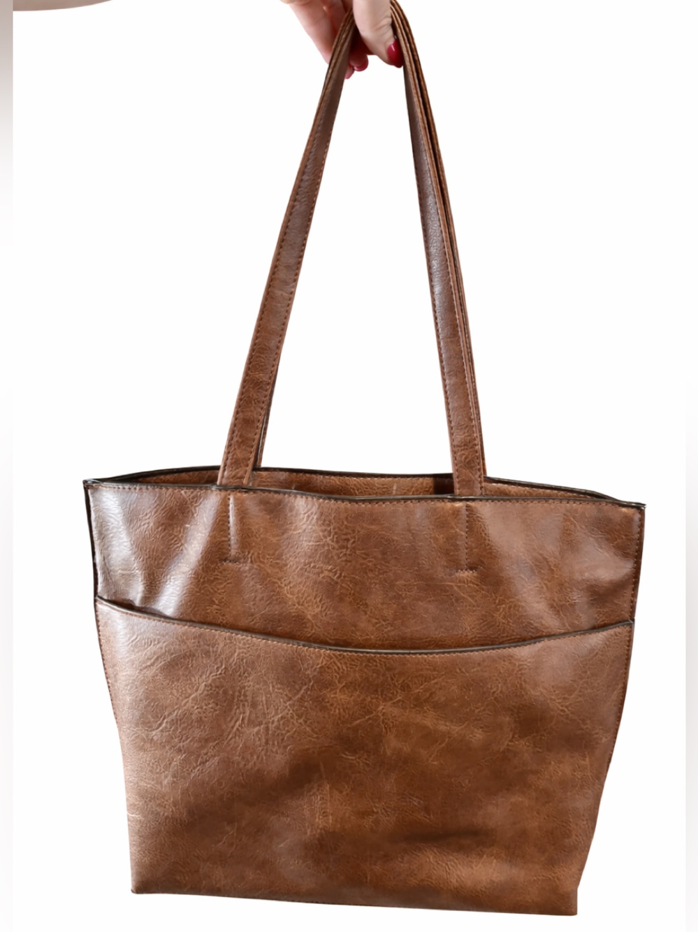 Liz Soto Structured Brown Women's Tote Bag with Front Pocket
